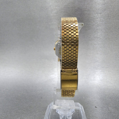 Seiko Watch Women 20mm Champagne Dial Gold Tone Octagon 4n215022 New Battery7