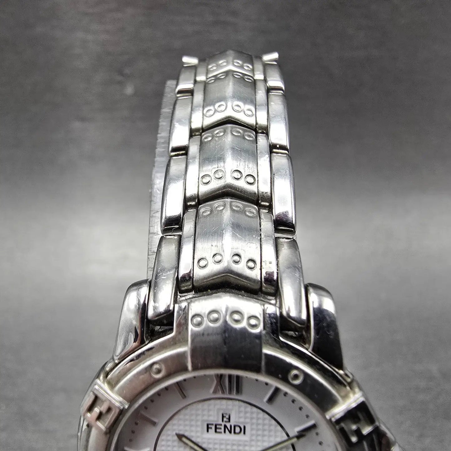 Fendi Watch Women 26mm White Dial Silver Tone Date Round 3500L New Battery4