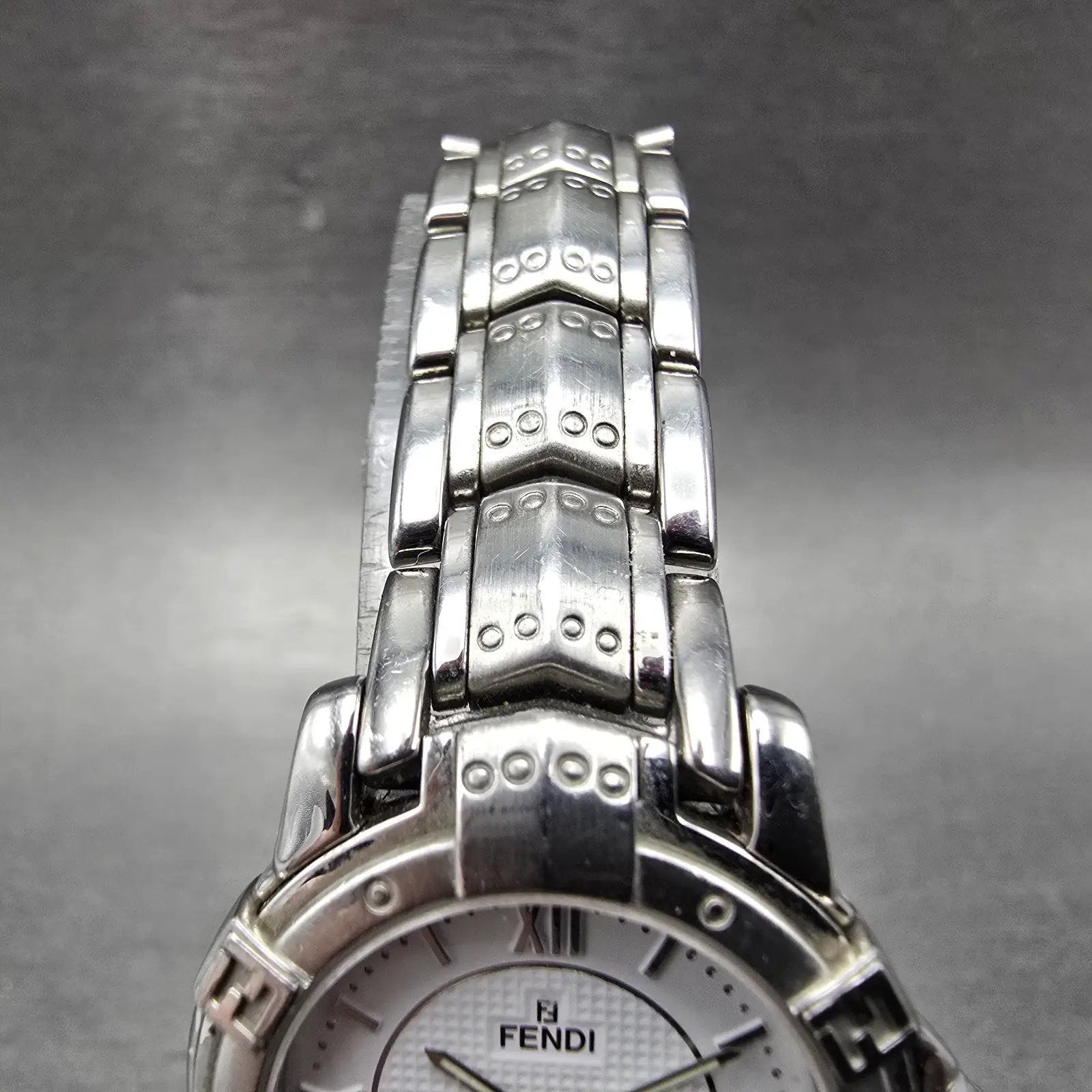 Fendi Watch Women 26mm White Dial Silver Tone Date Round 3500L New Battery4
