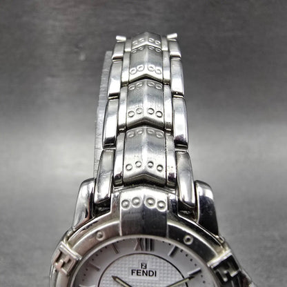 Fendi Watch Women 26mm White Dial Silver Tone Date Round 3500L New Battery4