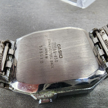 Casio AQ450 Watch Men 30mm White Dial Silver Tone Analog Digital New Battery9