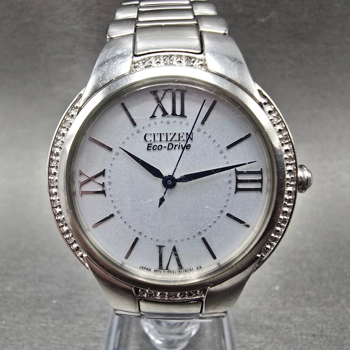 Citizen Eco-Drive Ciena Watch Women 35mm White Dial Steel Diamonds EM0090-57A0