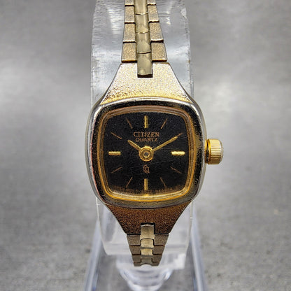 Citizen CQ Watch Women 17mm Black Dial Gold Tone Square 5920S49780 New Battery0