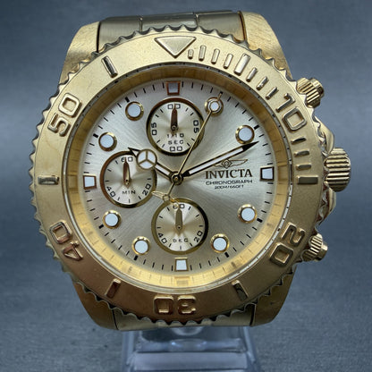 Invicta Pro Diver 1774 Chronograph Watch Men 44mm Champagne Dial Gold Tone Runs0