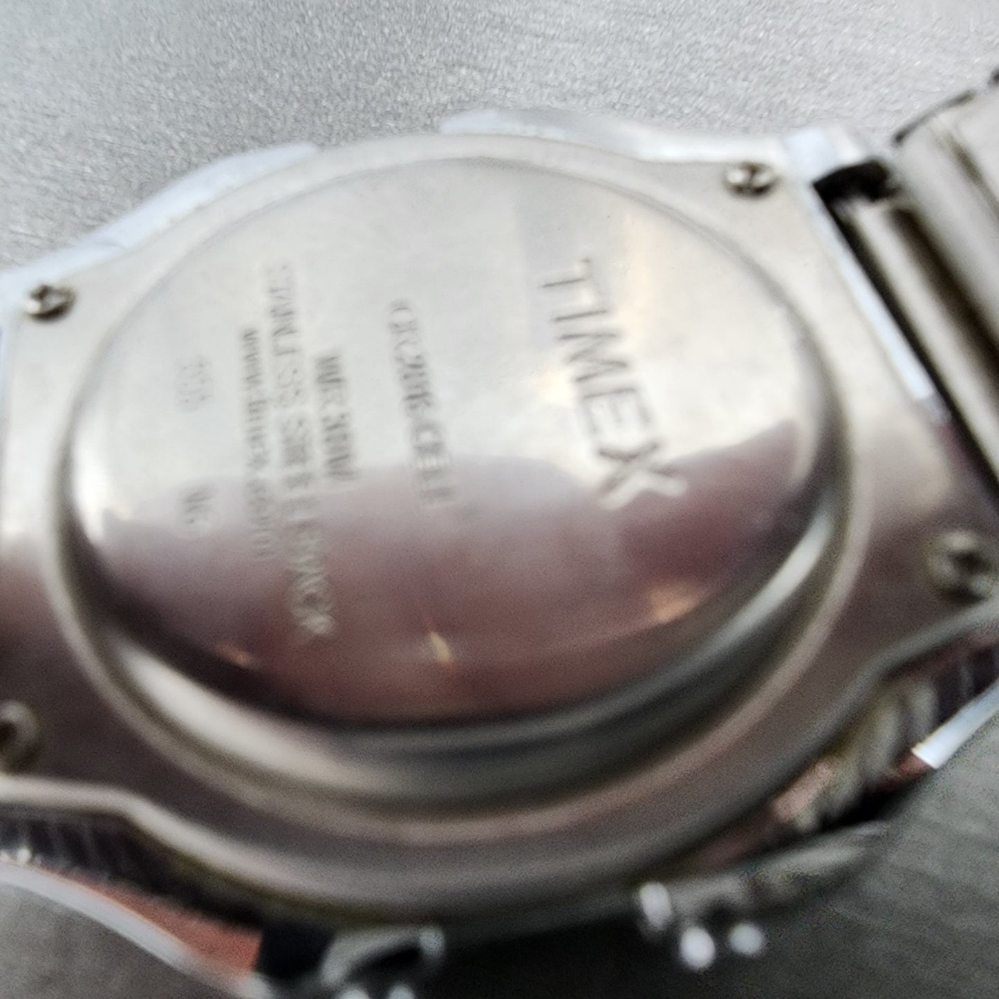 Timex Indiglo Digital Watch Men 36mm Digital Silver Tone Alarm Chrono New Batt