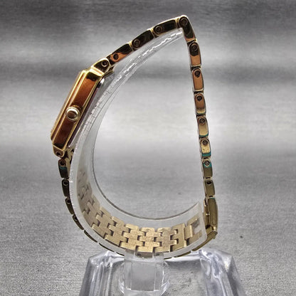 Seiko Watch Women 16mm Champagne Dial Gold Tone Rectangle 1N01-0FH0 New Battery6