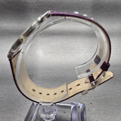 Swatch Skin FLOWER TRACK Watch Women Purple Dial Clear Case SFK278 New Battery6