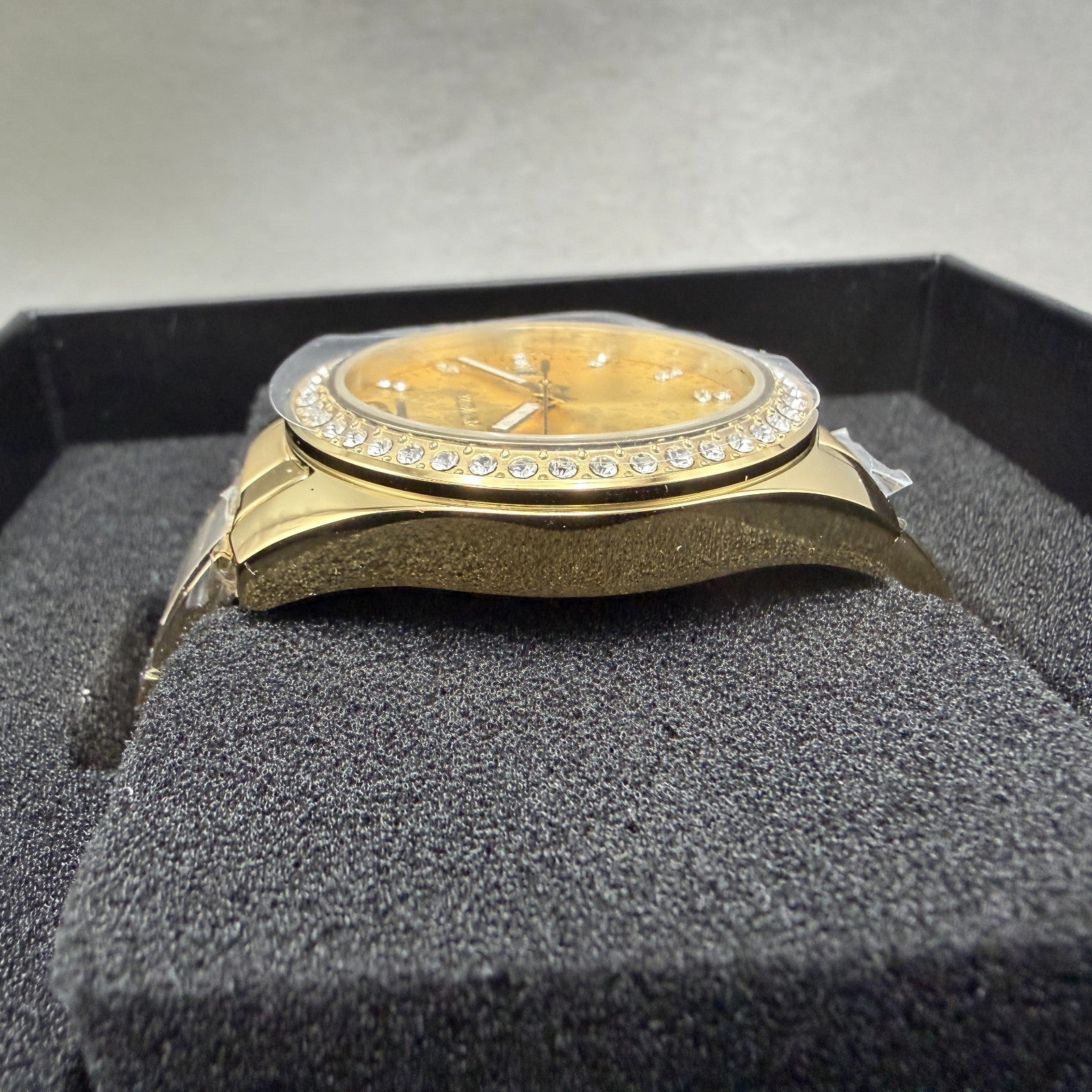 Invicta Angel Watch Women 38mm Gold Dial Gold Tone Date Round Crystal Bezel498472