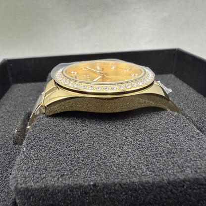 Invicta Angel Watch Women 38mm Gold Dial Gold Tone Date Round Crystal Bezel498472