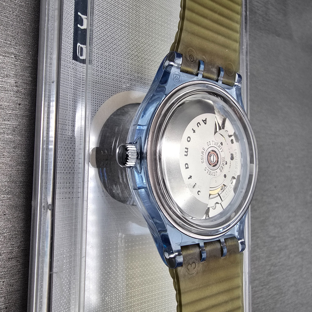 Swatch Automatic Blue Matic Watch Men 36mm Skeleton Dial Blue Case SAN100 NOS12