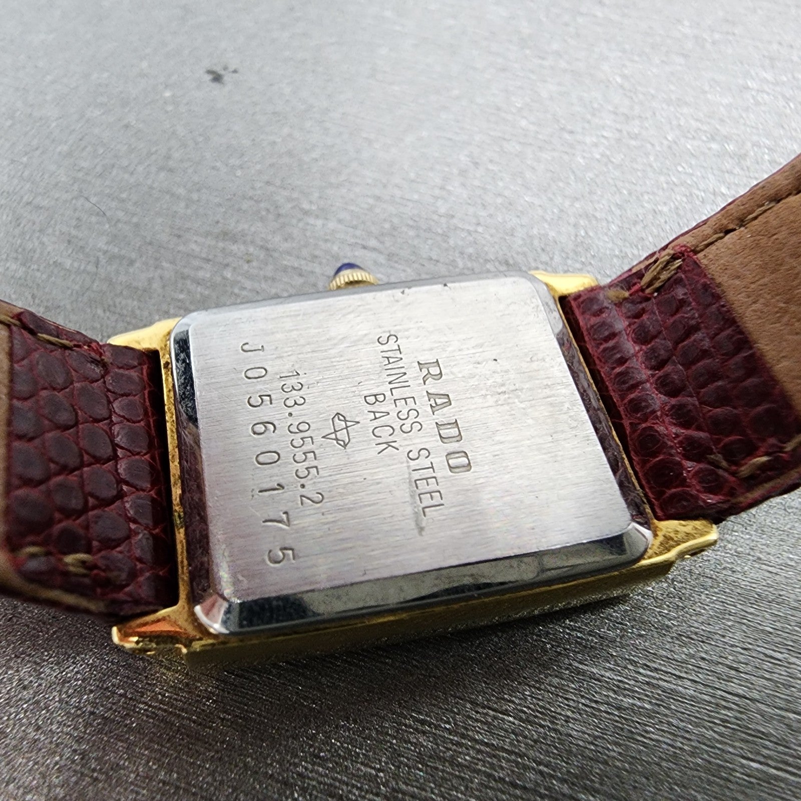 Rado Tank Watch Women 18mm Gold Dial Gold Tone Rectangle 133.9555.2 New BatteryA9