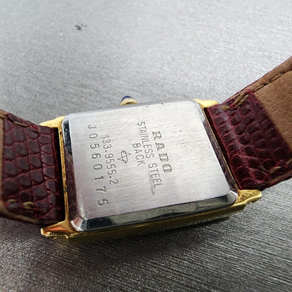 Rado Tank Watch Women 18mm Gold Dial Gold Tone Rectangle 133.9555.2 New BatteryA9