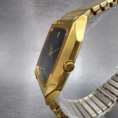 Citizen CQ Tank Watch Men 29mm Black Gold Tone Rectangle 3630-890175 PARTS