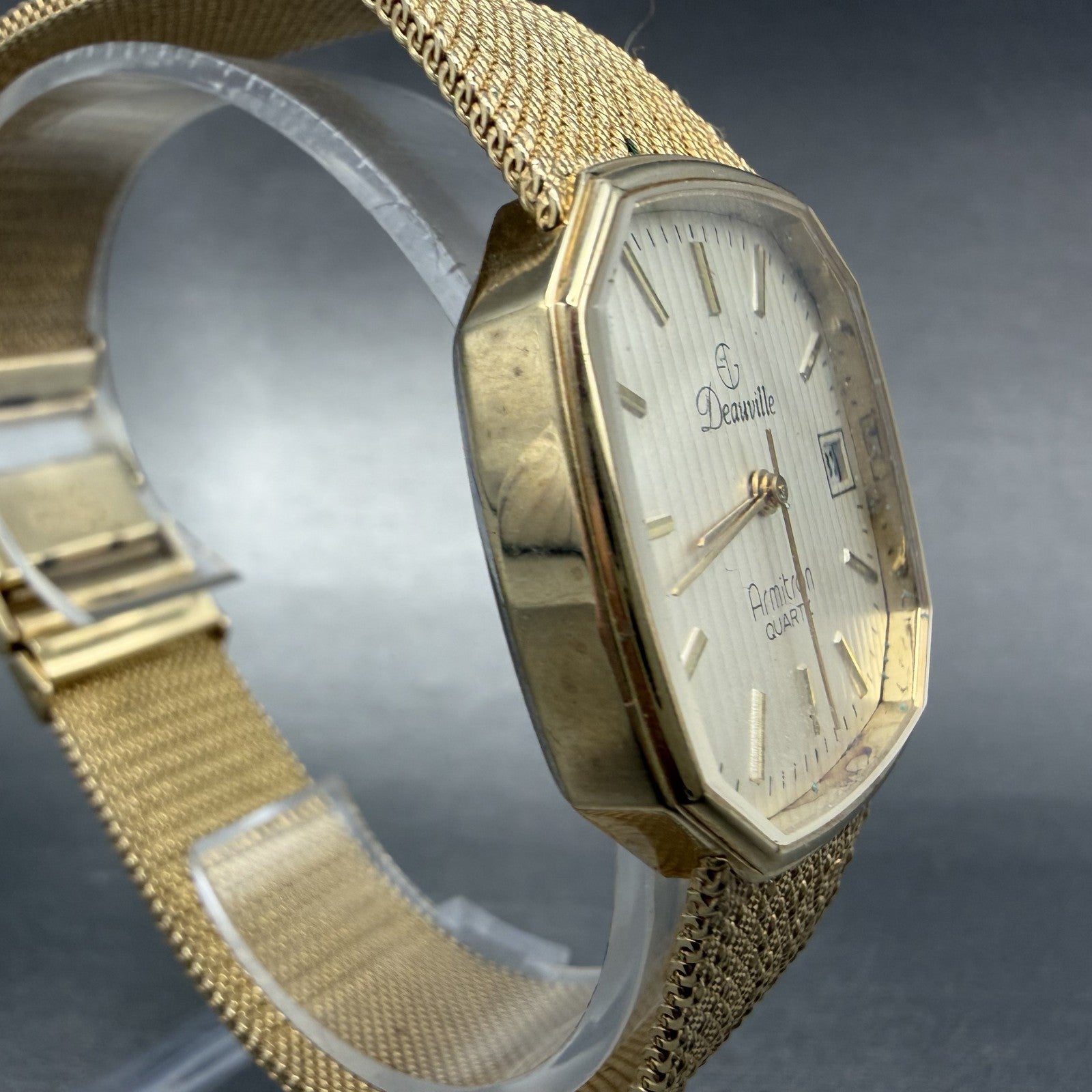 Armitron Deauville Watch Men 31mm Champagne Dial Gold Tone Date PARTS VTG4