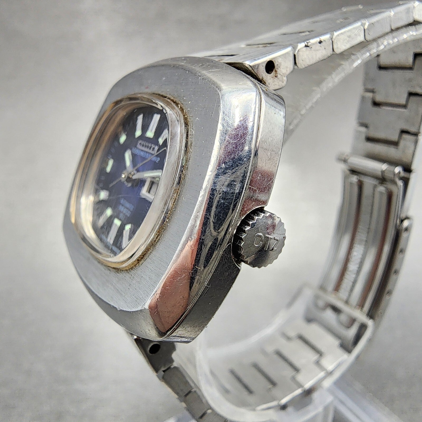 Citizen Cosmostar V2 Watch Women 33mm Blue Dial Steel Daydate Rectangle Runs2