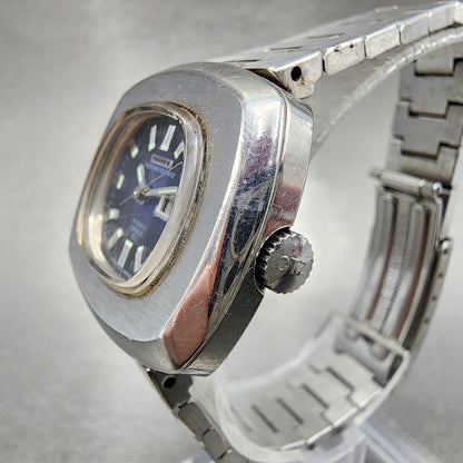 Citizen Cosmostar V2 Watch Women 33mm Blue Dial Steel Daydate Rectangle Runs2