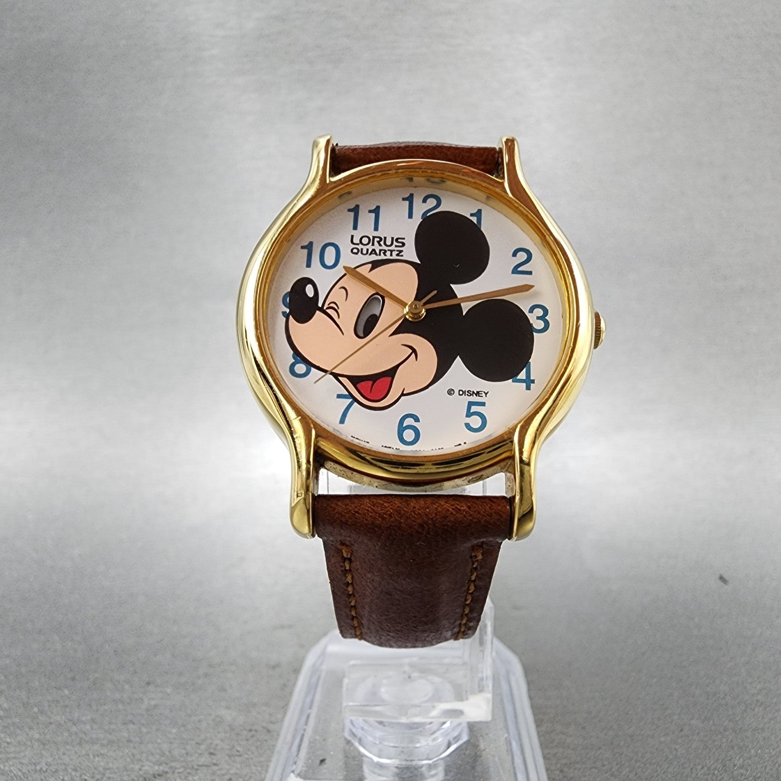 Lorus Mickey Mouse Watch Men 32mm White Dial Gold Tone Round V5346A20 New Batt5