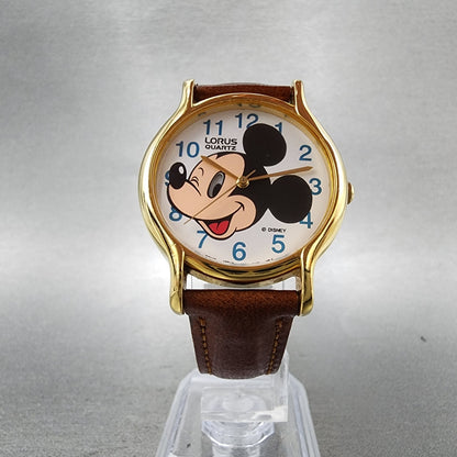 Lorus Mickey Mouse Watch Men 32mm White Dial Gold Tone Round V5346A20 New Batt5