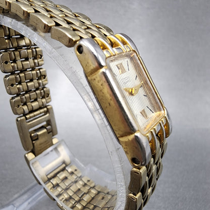 Citizen Tank Watch Women 15mm Silver Dial Gold Tone Rectangle New Battery VTG3