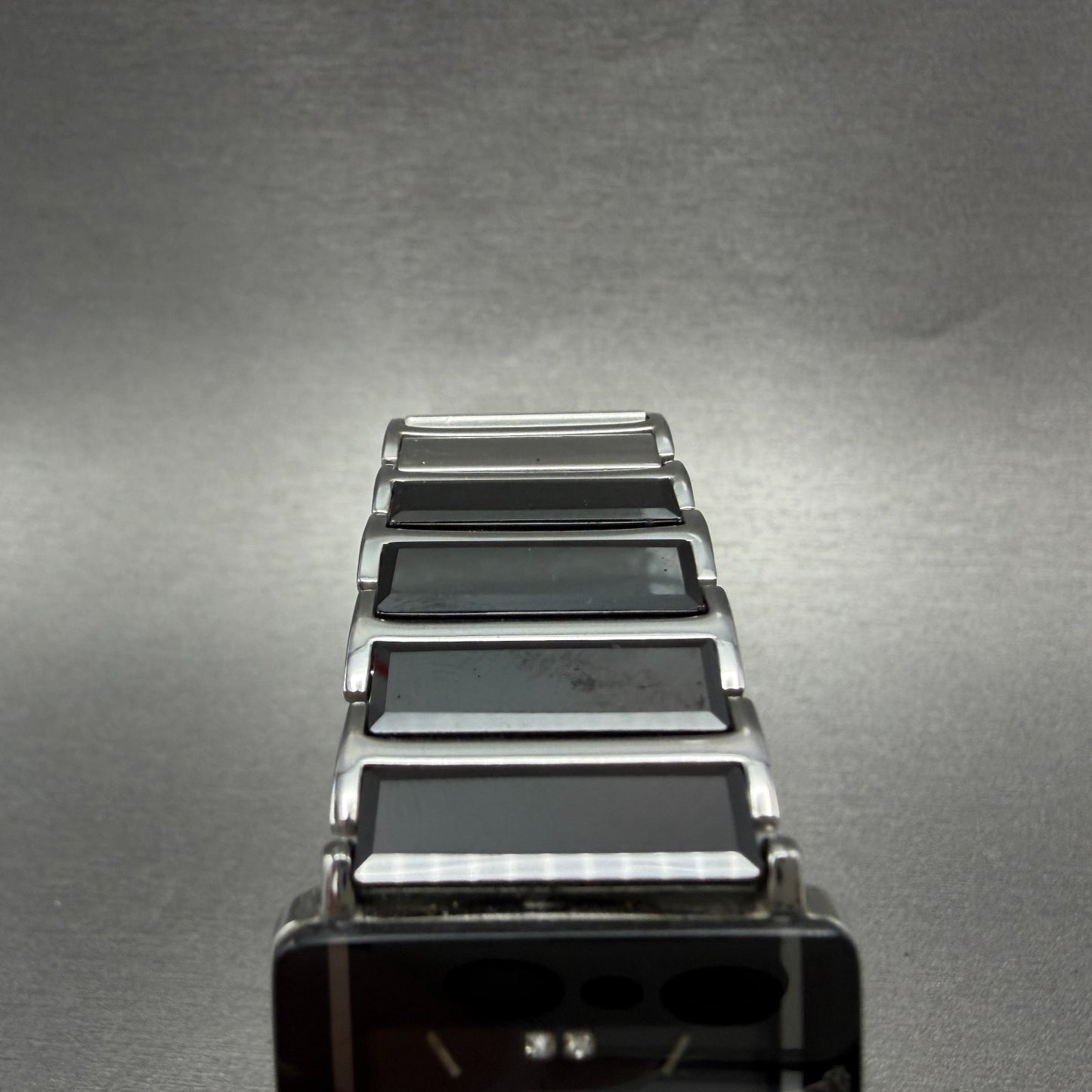 Technos Tank Watch Men 28mm Black Dial Ceramic Steel Date Rectangle New Battery4
