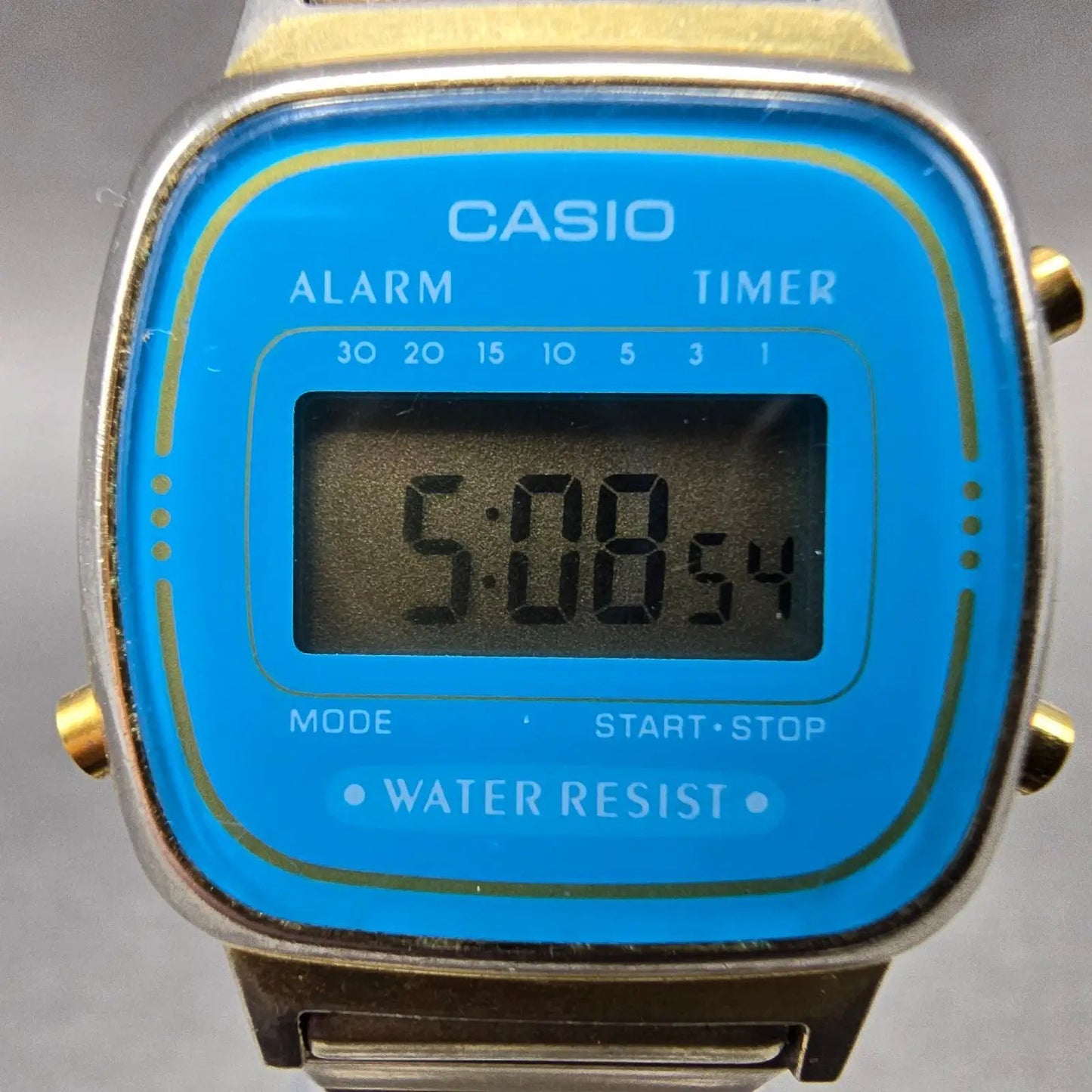 Casio LA670W Watch Women 25mm Blue Dial Gold Digital Alarm Chronograph NewBat1