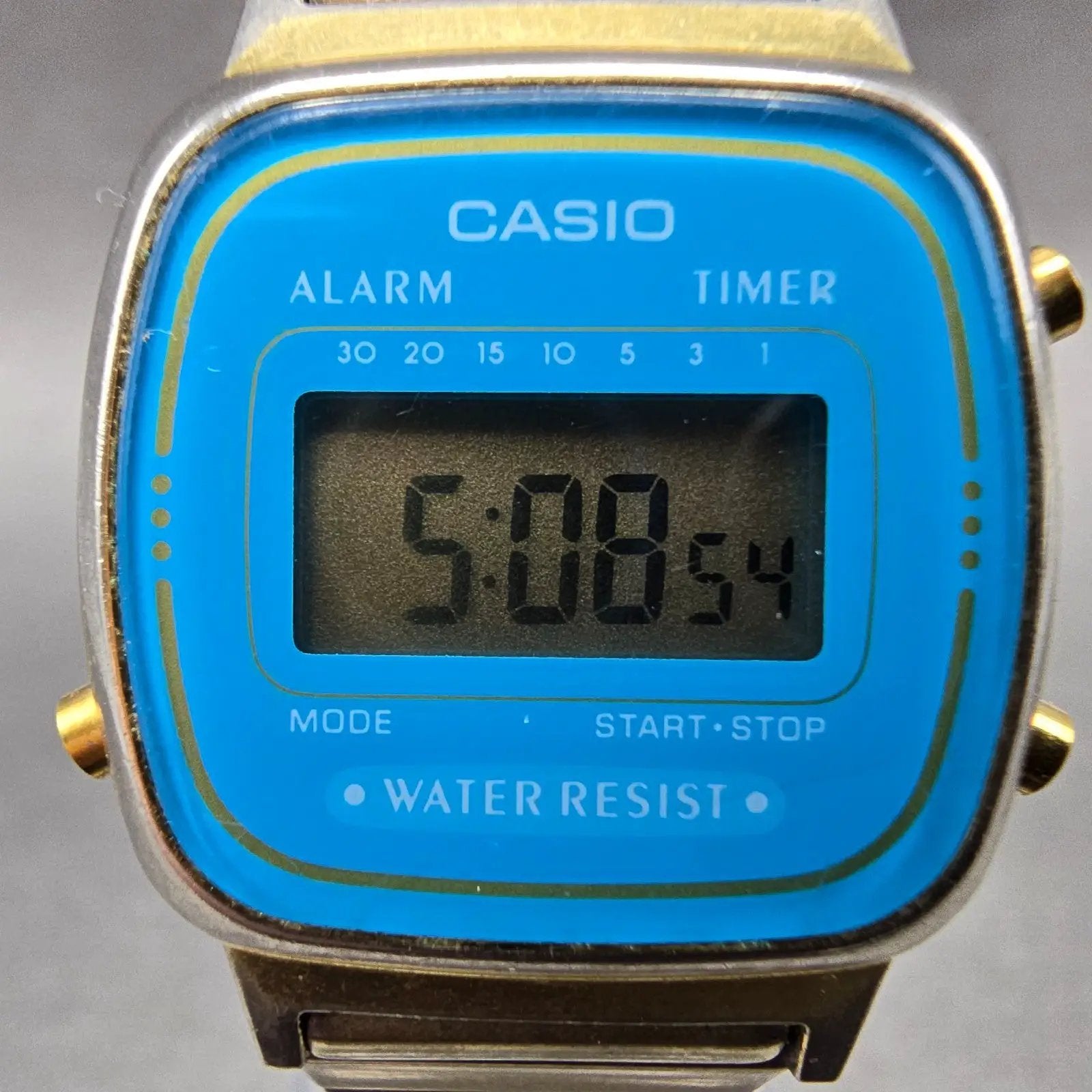 Casio LA670W Watch Women 25mm Blue Dial Gold Digital Alarm Chronograph NewBat1