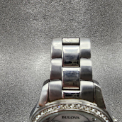 Bulova Watch Women 35mm MOP Dial Silver Tone Daydate Round 96N111 New Battery4