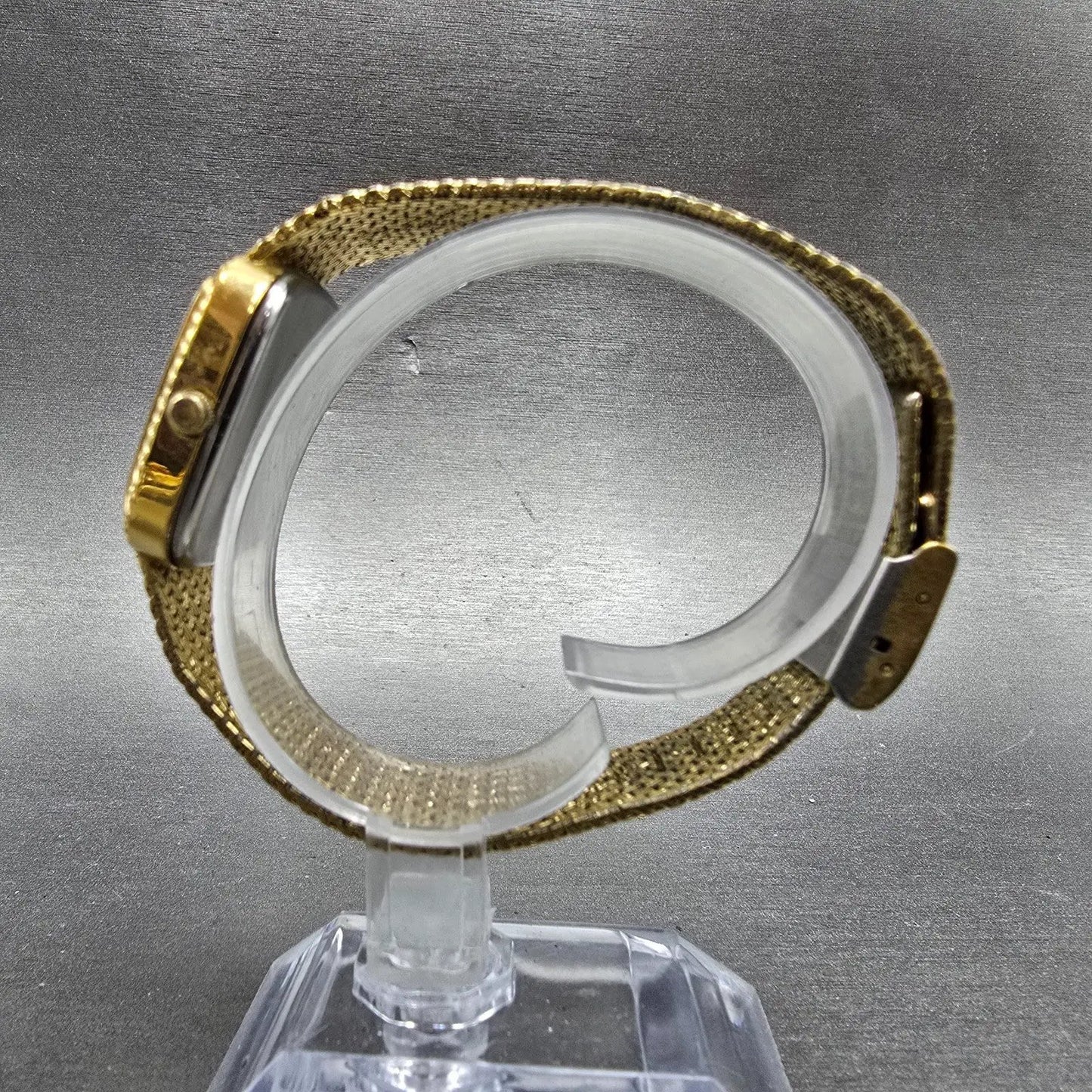 Gruen Tank Watch Men 30mm Gold Dial Gold Tone Rectangle New Battery VTG6