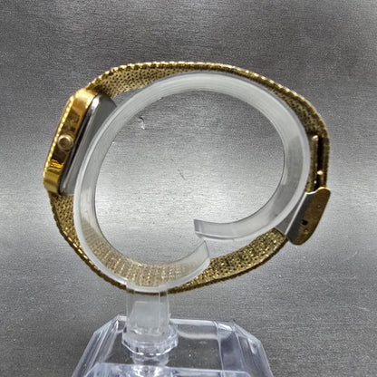 Gruen Tank Watch Men 30mm Gold Dial Gold Tone Rectangle New Battery VTG6