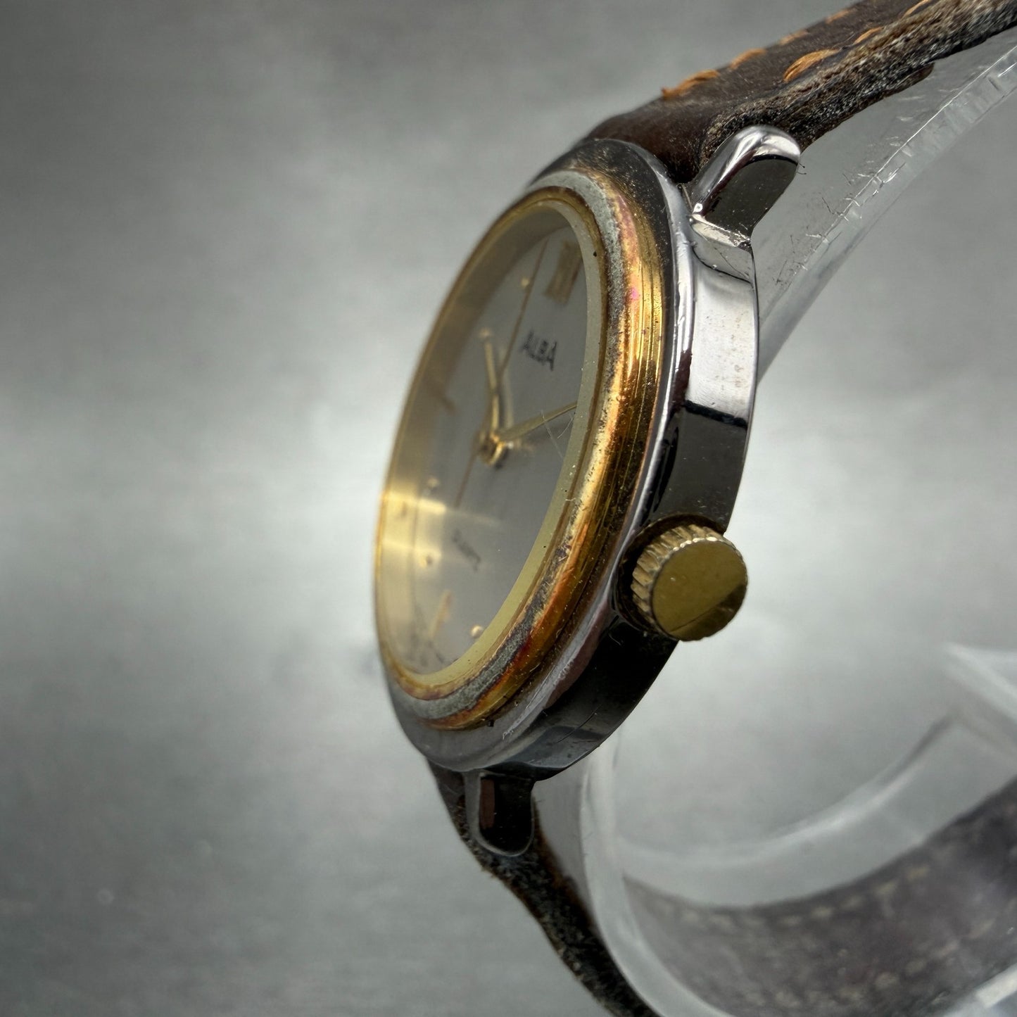 Seiko Alba Watch Women 26mm Silver Dial Two Tone Round V251-0170 New Battery2