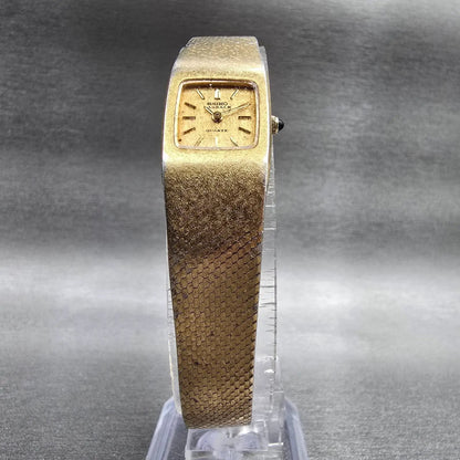 Seiko Lassale Watch Women 15mm Gold Dial Gold Tone Rectangle 5420-5109 New Batt5