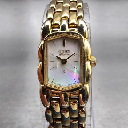 Citizen Elegance Watch Women 14mm MOP Dial Gold Tone 2200-S14960 New Battery0