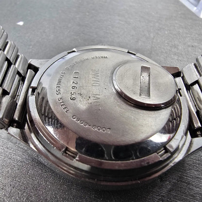 Seiko SQ Watch Men 37mm Black Dial Silver Tone Daydate 0903-8007 New Battery VTG9
