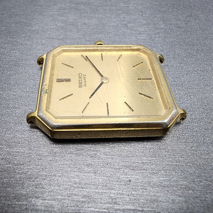 Seiko Tank Watch Men 29mm Gold Dial Gold Tone Octagon 2620-5270 PARTS VTG