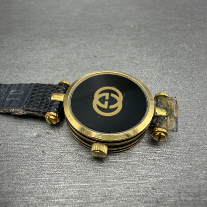 Gucci 2000L Watch Women 22mm Black Dial Gold Plated Round New Battery VTG READ!!9