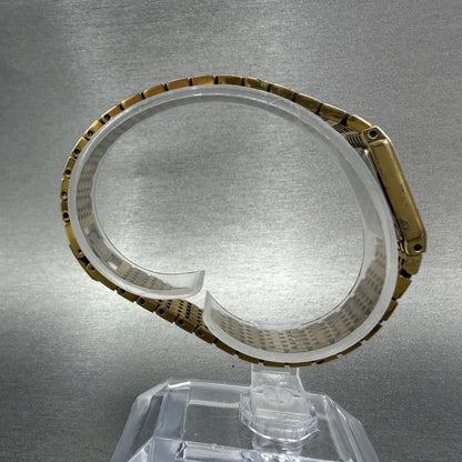 Seiko Tank Watch Women 13mm Champagne Dial Gold Tone 2E20-6700 New Battery8