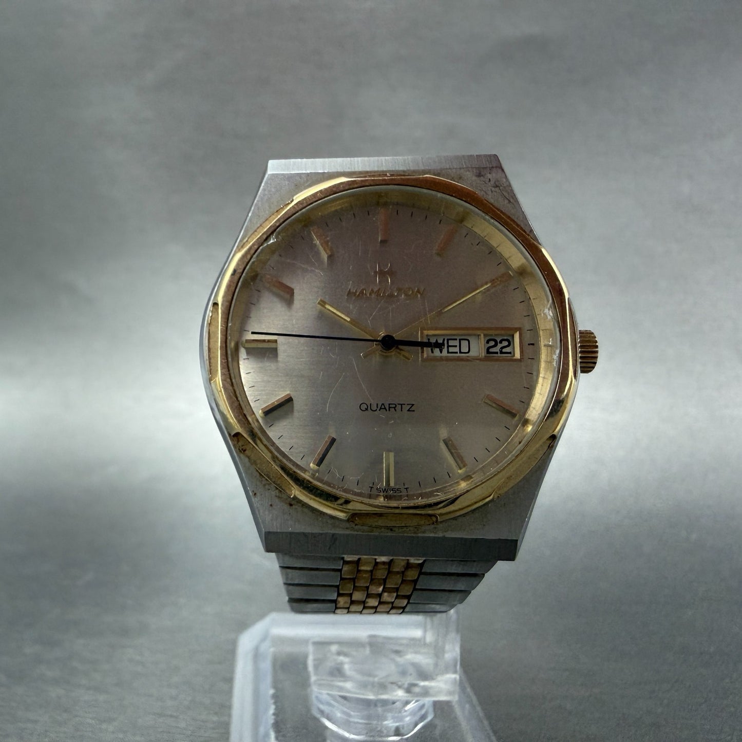 Hamilton Watch Men 35mm Silver Dial Two Tone Daydate Round 907880 PARTS6
