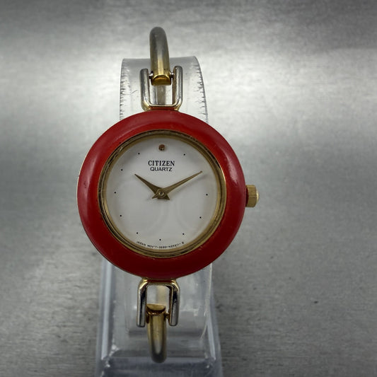 Citizen Watch Women 26mm White Dial Gold Tone Interchangeable Bezel New Bat0