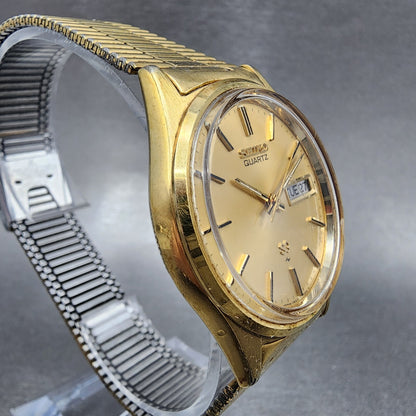 Seiko SQ Watch Men 35mm Gold Dial Gold Tone Daydate Round 69237009 New Battery3
