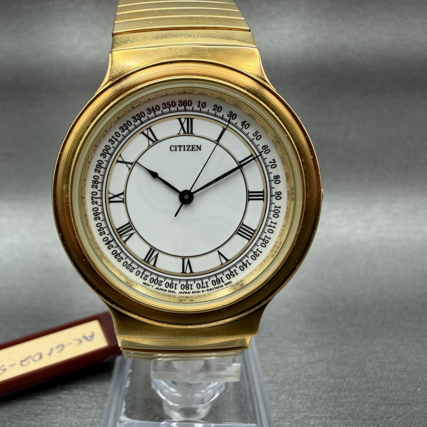 Citizen Watch Men 35mm White Dial Gold Tone Round 6031S07734 NOS PARTS Vintage0