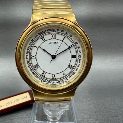 Citizen Watch Men 35mm White Dial Gold Tone Round 6031S07734 NOS PARTS Vintage0