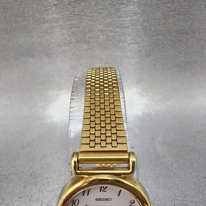 Seiko Watch Women 22mm White Dial Gold Tone Round 4n210052 New Battery5