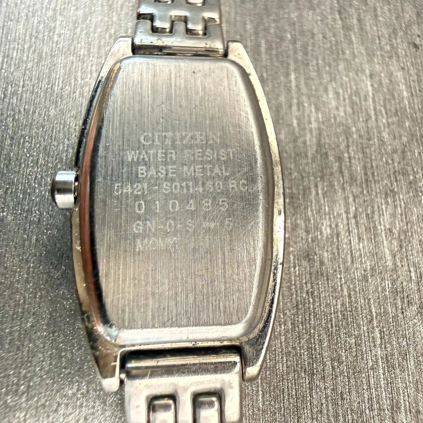 Citizen Watch Women 16mm Silver Dial Silver Gemmed Rectangle New Battery VTG10