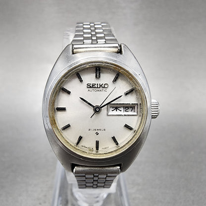 Seiko Automatic Watch Women 24mm Silver Dial Silver Tone Daydate 27060080 Runs0