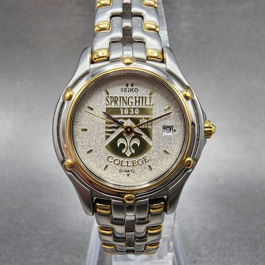 Seiko Watch Women 26mm Silver Dial Two Tone Date 7n820599 New Battery0