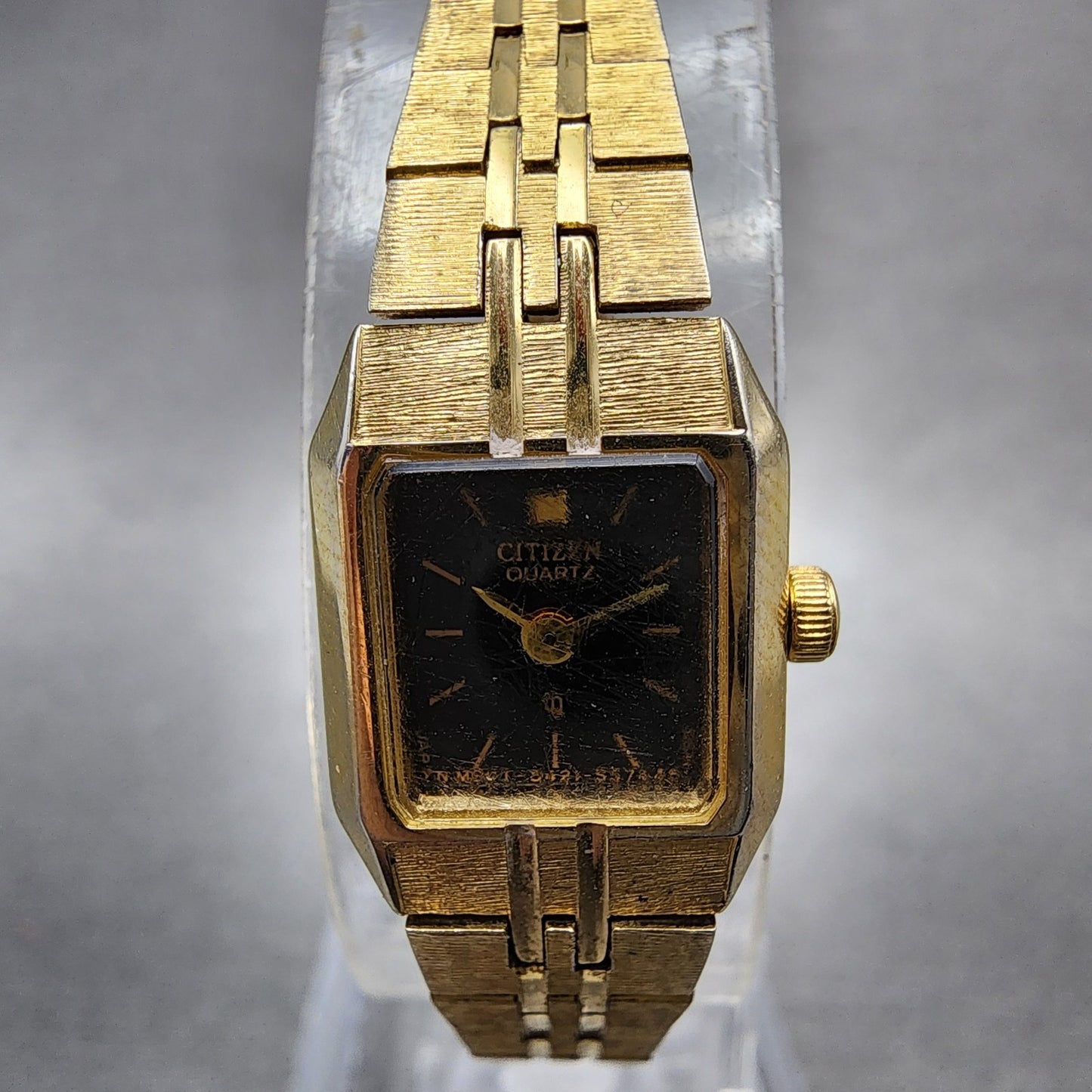Citizen CQ Tank Watch Women 13mm Black Dial Gold Tone 5421S18531 New Batt1
