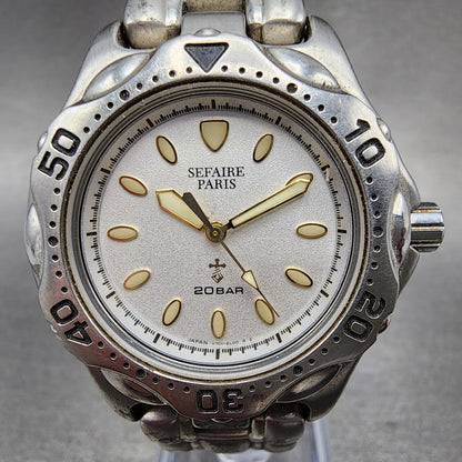 Seiko ALBA Sefaire Dive Watch Men 38mm White Dial Steel Round V7011Y50 New Batt1