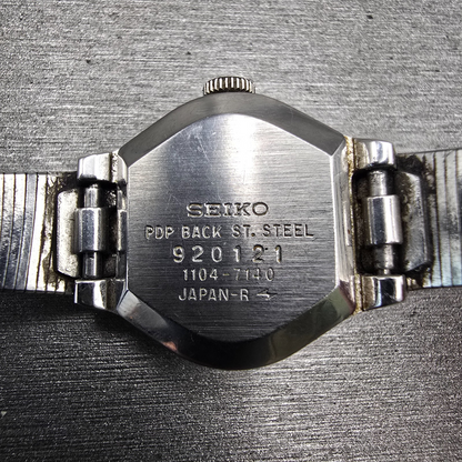 Seiko Watch Women 22mm Silver Dial Silver Tone Oval 1104-7140 Vintage Works10