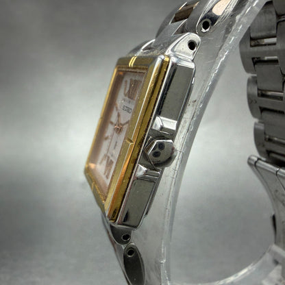 Seiko Solar Tank Watch Women 18mm White Dial Two Tone Rectangle Lukia Runs JN72