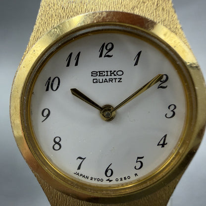 Seiko Watch Women 19mm White Dial Gold Tone Round Vinatge 2Y00-0010 New Battery1